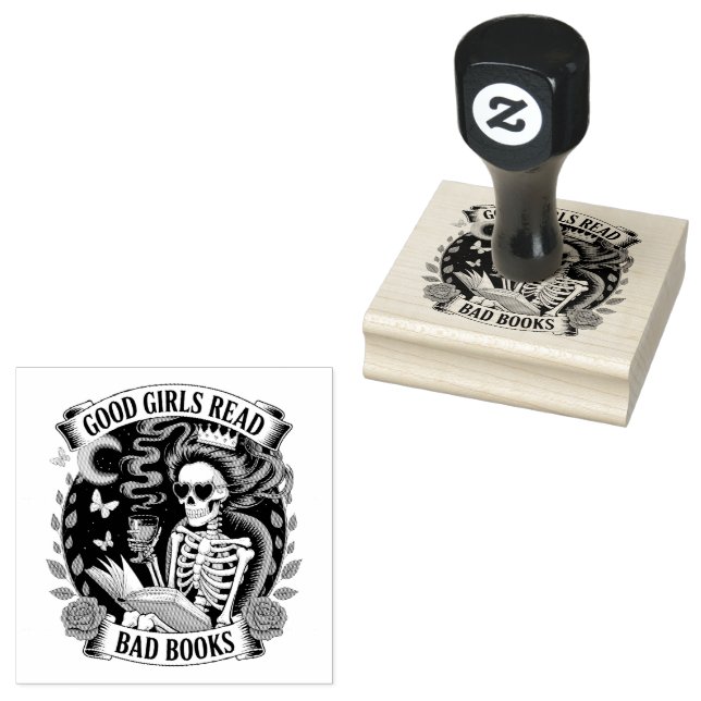 Good Girls Read Bad Books  Rubber Stamp (Stamped)