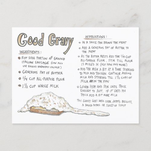 Good Gravy Recipe Postcard