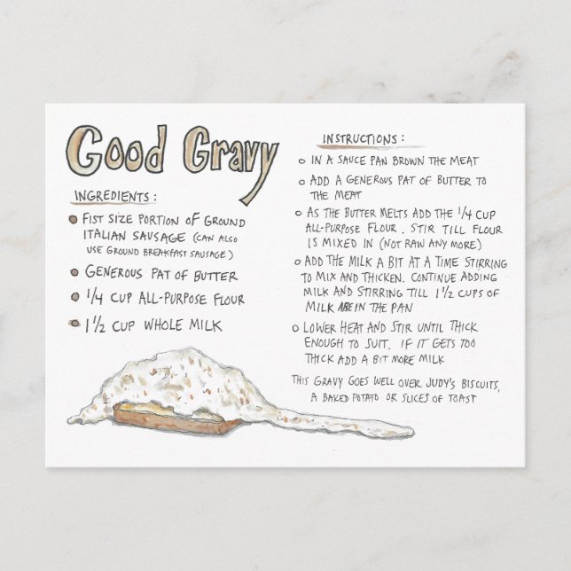 Good Gravy Recipe Postcard (Front)
