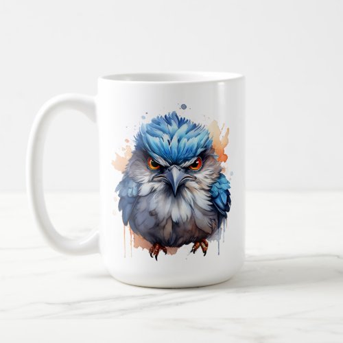 Good Grumpy Morning Bird Cute Fluffy Angry Blue Coffee Mug