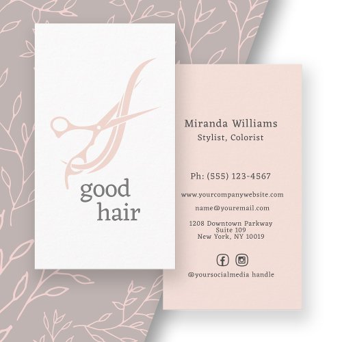 Good Hair Simple Logo Hair Stylist Colorist Business Card