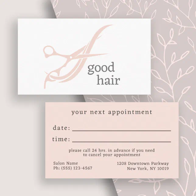 Good Hair Simple Logo Next Appointment Business Card | Zazzle