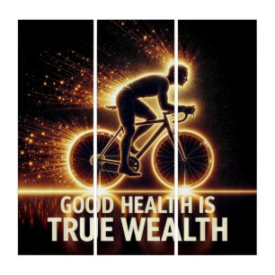 Good Health Poster With Neon Cyclist Triptych