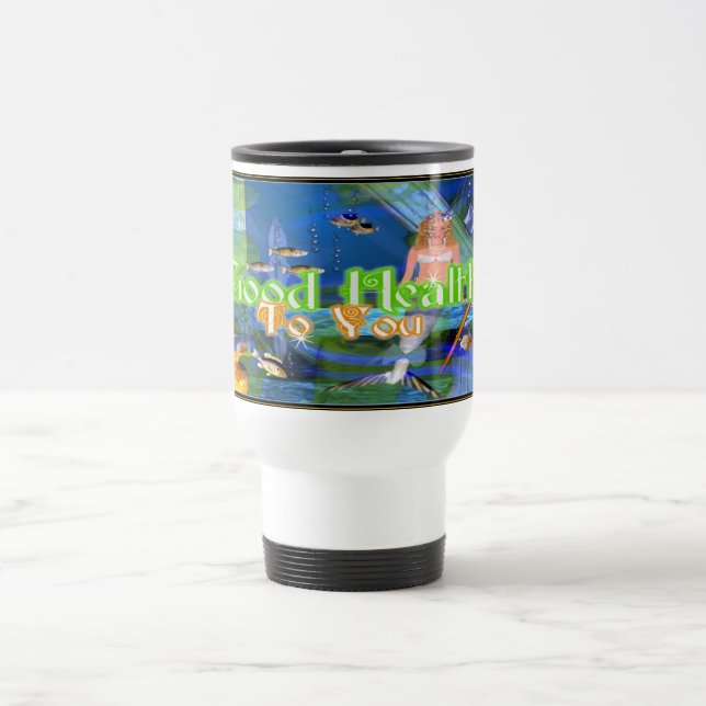 Good Health Wishes from fishes Travel Mug (Center)
