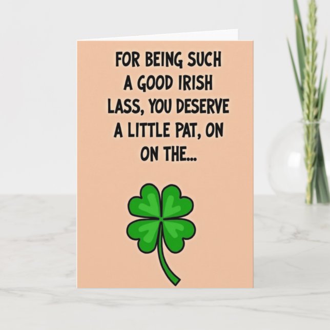 Good Irish Lass Shamrock Card (Front)