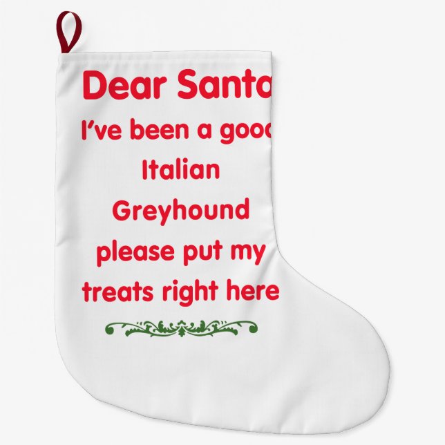 good Italian Greyhound Large Christmas Stocking (Front)