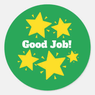 "Good Job!"  Customize Reward Sticker with Stars