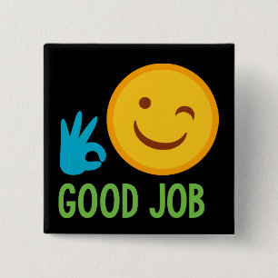 Good Job Emoji Pinback Button