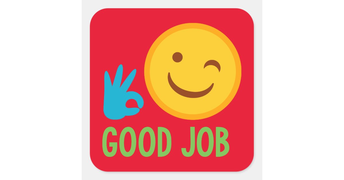 Good Job Emoji Square Sticker | Zazzle.com