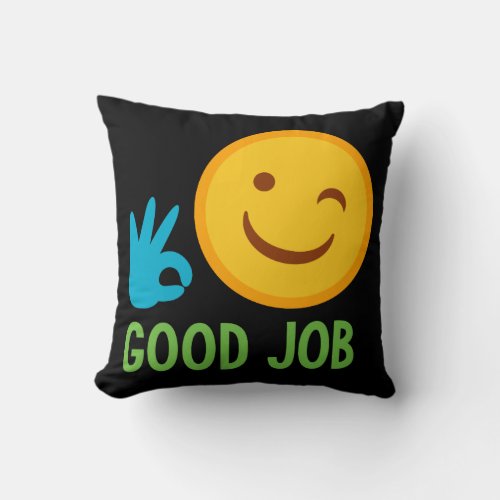 Good Job Emoji Throw Pillow