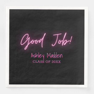 Good Job! Neon Pink Modern Graduation Party Paper Dinner Napkins