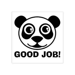 Good Job Panda Face Rubber Stamp
