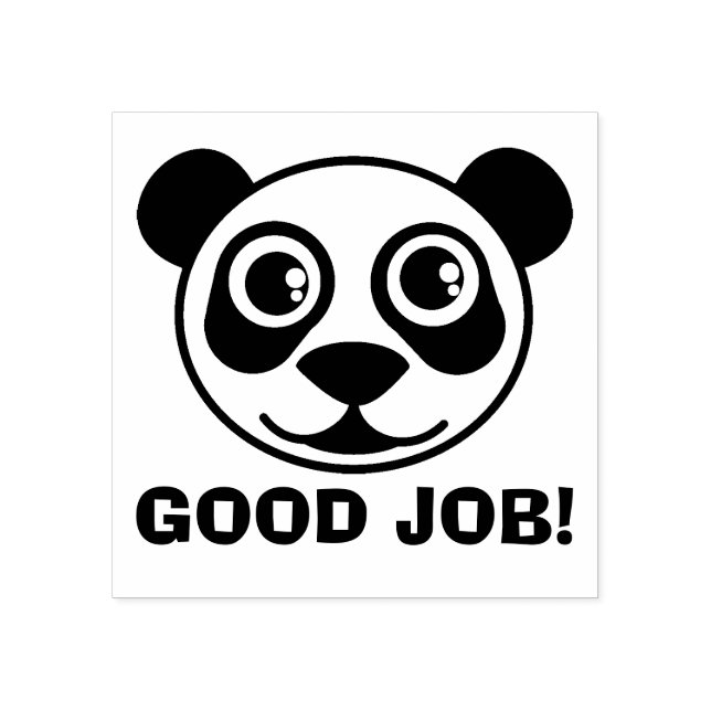 Good Job Panda Face Rubber Stamp (Imprint)