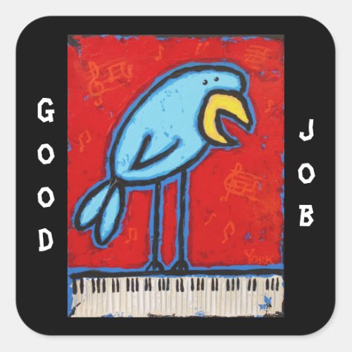 good job piano student stickers with bluebird