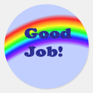 Good Job Rainbow Sticker, small Classic Round Sticker