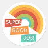 Colorful Great Job Motivational Kid's Classic Round Sticker | Zazzle