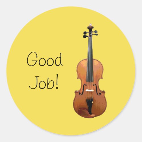 Good Job Violin Music Education Reward Classic Round Sticker
