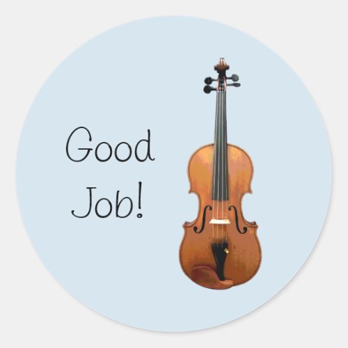 Good Job Violin Reward Classic Round Sticker