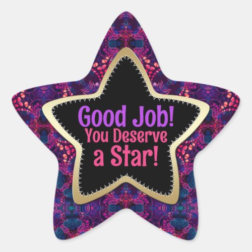Good Job You Deserve a Star Groovy Purple Gold Star Sticker