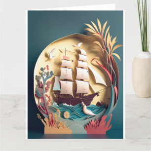 Good Journey and Thank you card, ship theme
