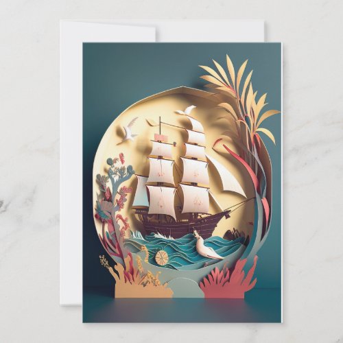 Good Journey and Thank you card ship theme