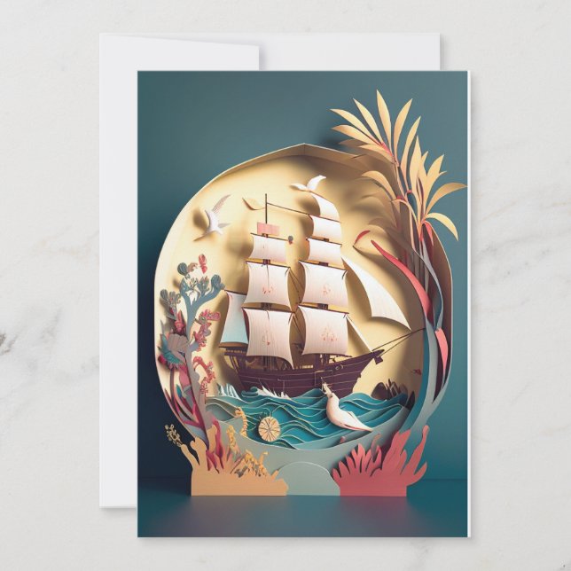 Good Journey and Thank you card, ship theme Card (Front)