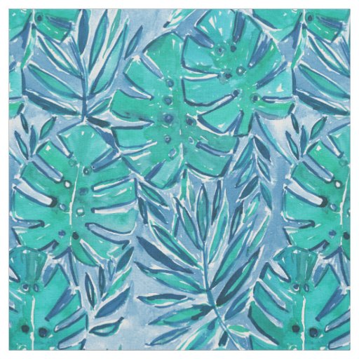GOOD JUJU JUNGLE Green Tropical Leaves Fabric