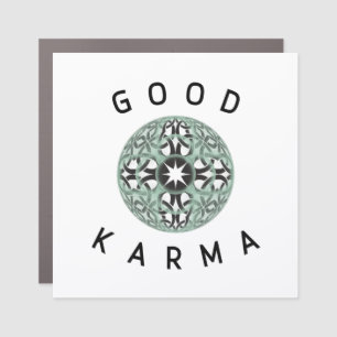 Good Karma Green Endless Knot Design Car Magnet