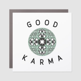 Good Karma Green Endless Knot Design Car Magnet