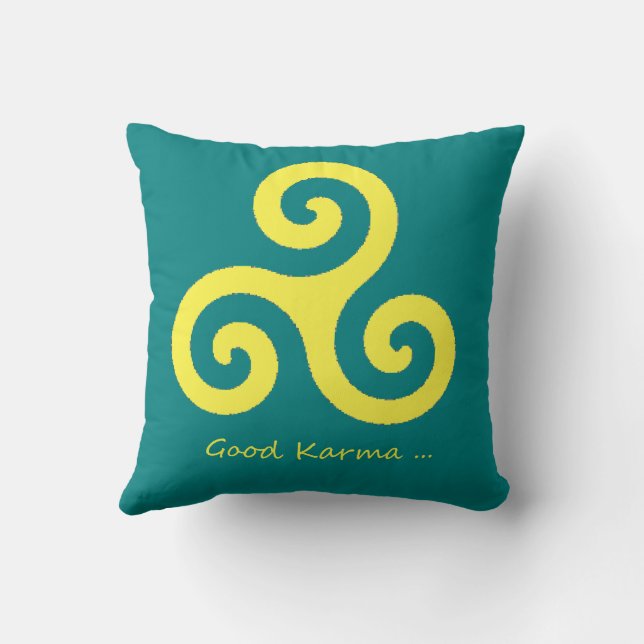 Good Karma Green  Throw Pillow (Back)