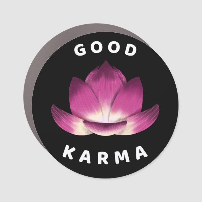Good Karma Pink Lotus Flower Blossom  Car Magnet (Front)