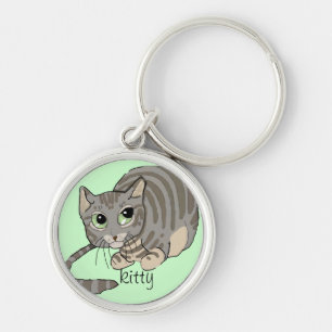 Good Kitty Grey Tiger Cat~keychain Keychain