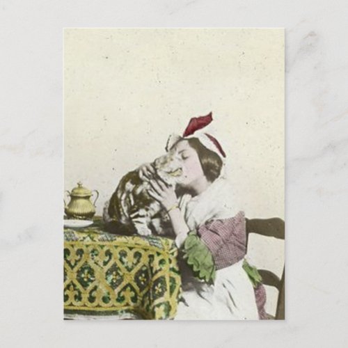 Good Kitty Tea Time Vintage Victorian Tea Party Postcard