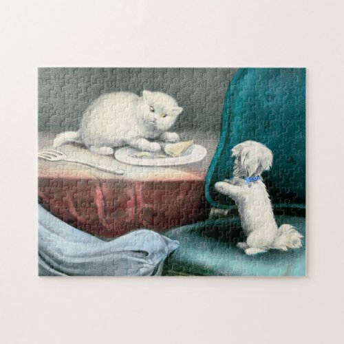 Good little Fido and naughty Kittie 1893 Jigsaw Puzzle