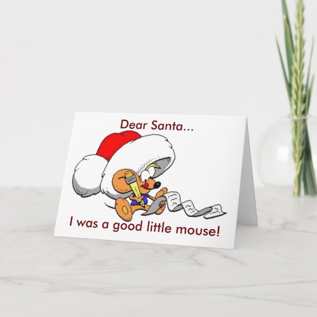 Good Little Mouse Dear Santa List Christmas Holiday Card (Front)