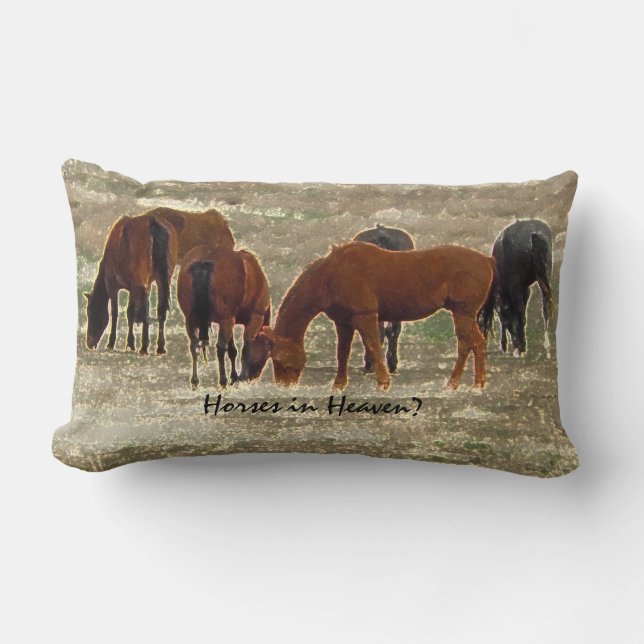 Good Lord's Remuda Herd Grazes in Heaven Lumbar Pillow (Front)