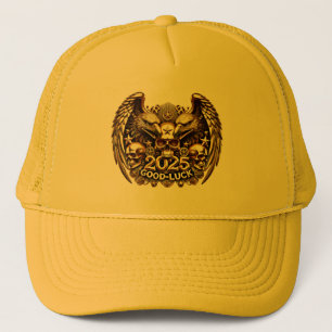Good Luck 2025 Double Eagle Totenkopf Gold Trucker Hat