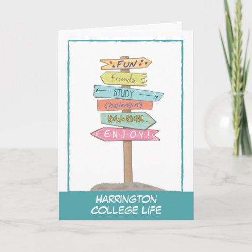 Good Luck as You Begin College with Direction Sign Card