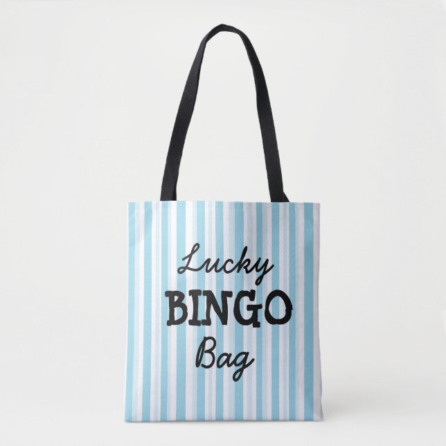 Good Luck BINGO Bag Blue Striped (Front)