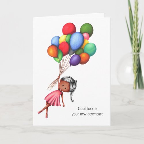 Good Luck Black Girl with Balloons