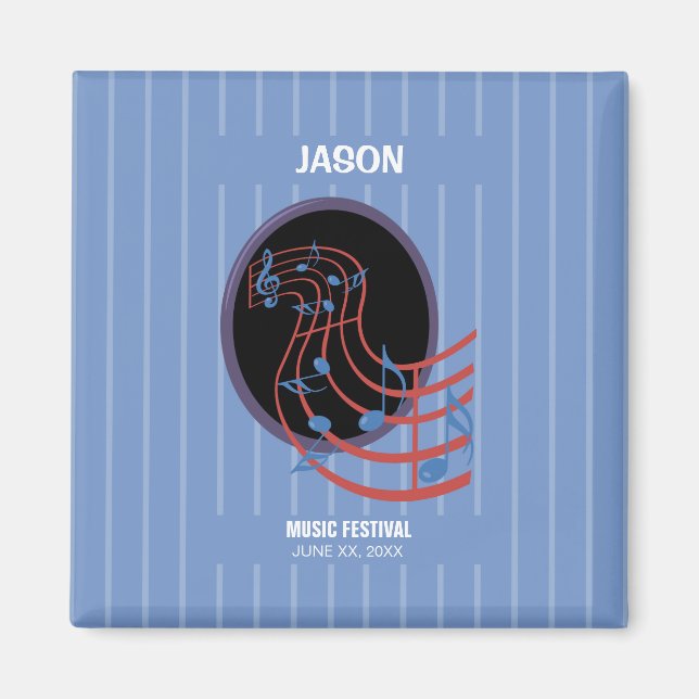 Good Luck, Black Music Circle Magnet (Front)