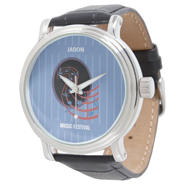 Good Luck, Black Music Circle Watch (Angled)