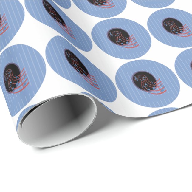 Good Luck, Black Music Circle Wrapping Paper (Roll Corner)