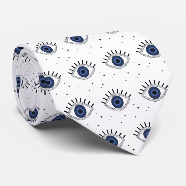 Good luck blue eye talisman greek tradition neck tie (Rolled)