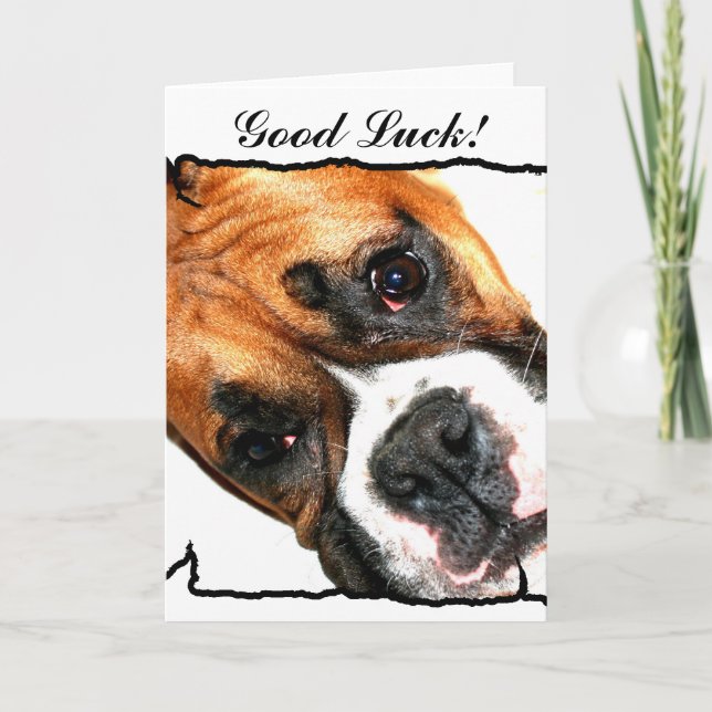 Good Luck boxer dog greeting card (Front)