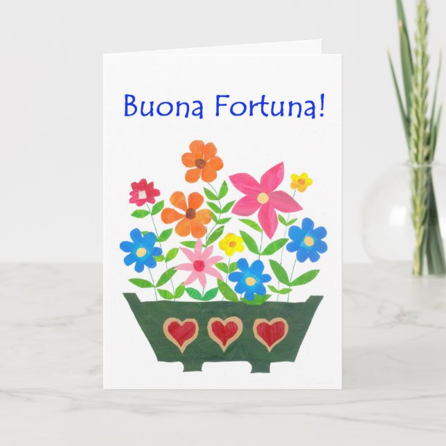 Good Luck Card, Italian Greeting - Flower Power Card (Front)