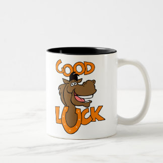 Good Luck Cartoon Pony Horsehoe Two-Tone Coffee Mug