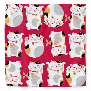 Good luck cat,chinese,feng shui,Maneki Neko,patter Bandana