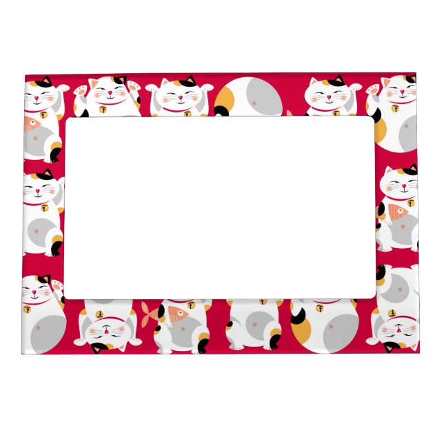 Good luck cat,chinese,feng shui,Maneki Neko,patter Magnetic Frame (Front)
