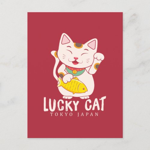 Good Luck Charm Lucky Cat Maneki Neko Asian Postcard